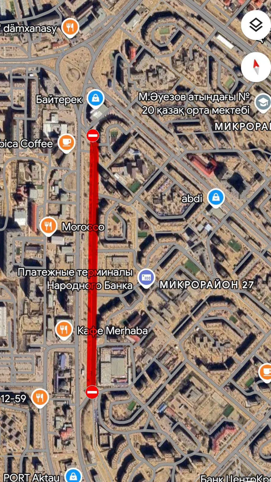 В Актау сегодня временно перекроют один дорожный участок 