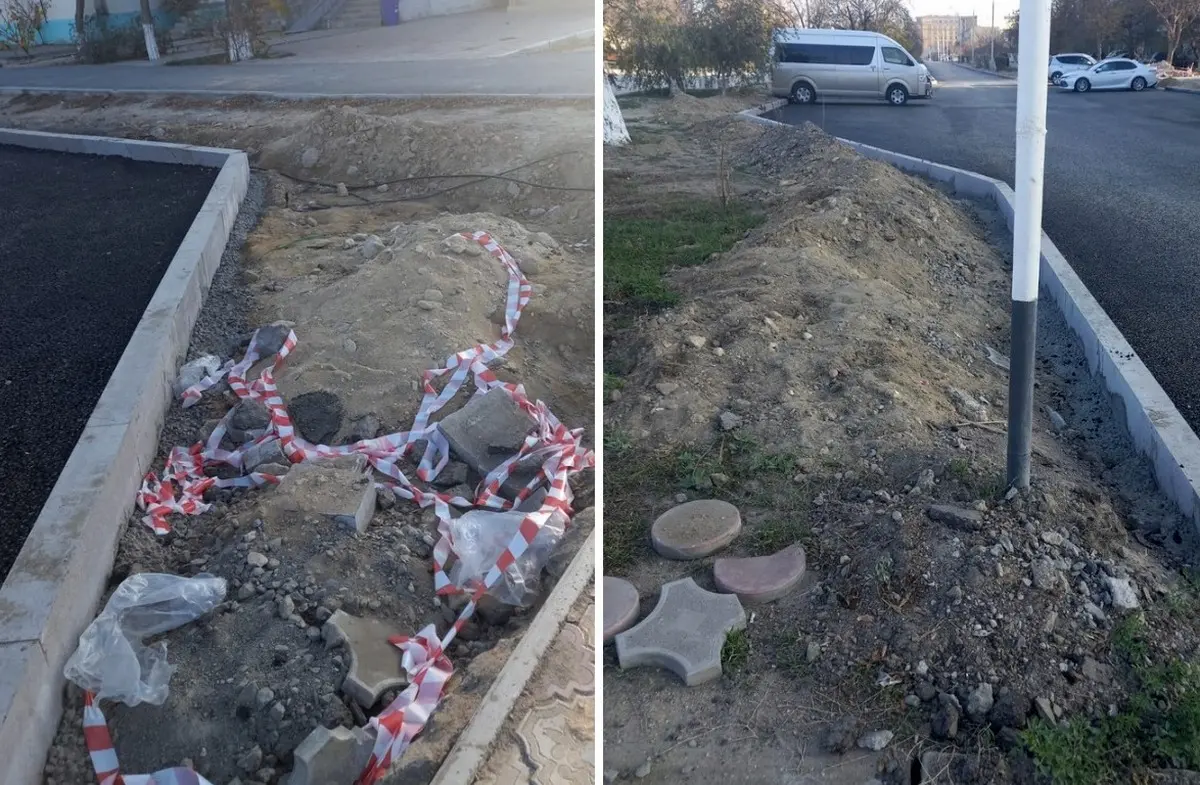 В Актау жалуются на "бардак" после дорожного ремонта