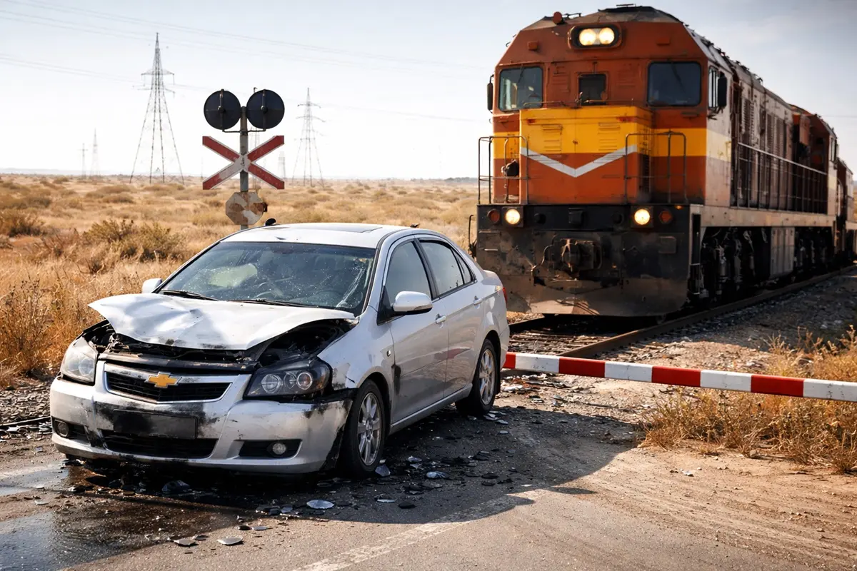 Женщина на авто влетела в тепловоз на переезде в Актау
